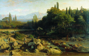 Орловский Владимир Донатович. Крым. Пейзаж с речкой. Холст, масло. 1868. Ростовский областной музей изобразительных искусств.