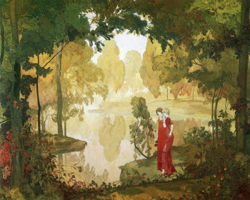 Жорж де Фёр. Девушки в лесу. Бумага, акварель. 1900-е. Частное собрание.