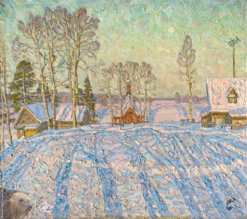 Котов Виктор Иосифович. Февраль. Зимнее Солнце. Холст, масло. 105х120. 1989-1990. Частное собрание.