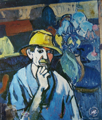 Кондрашин Николай Михайлович. Автопортрет в шляпе. Холст, масло. 78x70. 1972.