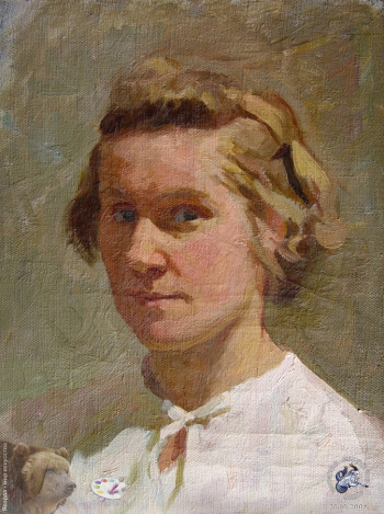 Воробьёва Надежда Дмитриевна. Автопортрет. Холст, масло. Собрание семьи художницы.