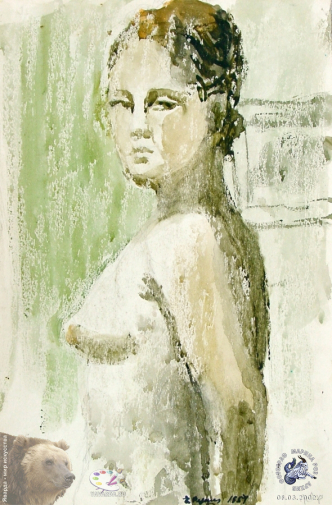 Резникова Евгения Григорьевна. Непокорная. Бумага, акварель. 42х30. 1954. Частное собрание.