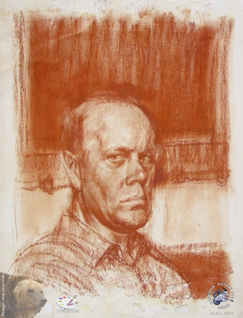 Ракутин Юрий Михайлович. Автопортрет. Бумага, сангина. 36х29. 1986. Частное собрание.