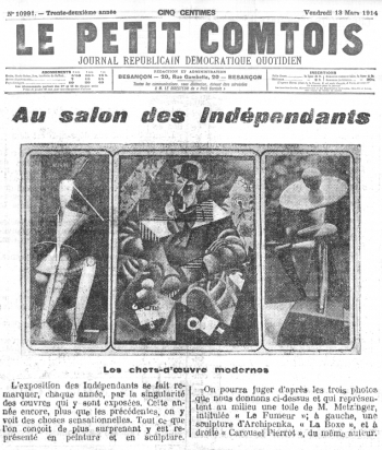 Материал о Салоне Независимых из парижской газеты `Le petit comtois` за 13 марта 1914 года. Неизвестный фотограф.