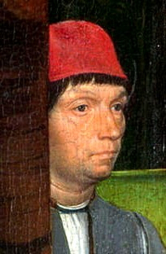 Ганс Мемлинг (Hans Memling, Jan van Mimmelynghe). Автопортрет на алтаре Девы Марии. 1468. Лондонская национальная галерея.