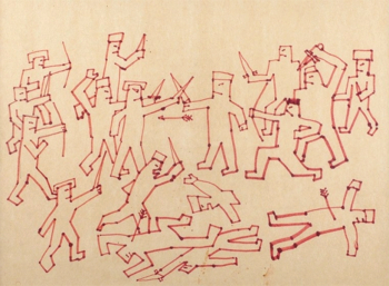 Виктор Цой. Без названия (Битва). Бумага, фломастер. 1987. Частное собрание.