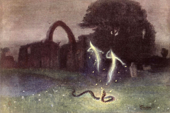 Герман Гендрих. Блуждающие огни и змея. Бумага, литография. 1823. Местонахождение неизвестно.