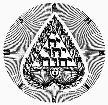 Якоб Бёме (Jakob Böhme) (1575-1624). Пентаграмматон. Иллюстрация. Бумага, печать. 17 век. `Тайные учения всех эпох` (Мэнли Палмер Холл, 1928).