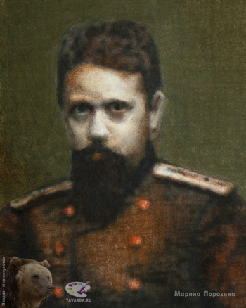 Порозина Марина Валерьевна. Штабс-капитан Ярошенко. Иллюстрация. Бумага, цветные карандаши. 2018. Частное собрание.
