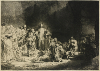 Рембрандт. Проповедь Христа. Бумага, офорт. 28х39,4. 1648. Рейксмюсеум.