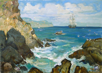 Скалистый берег (море и чайки)