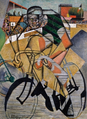 Жан Метценже. Велогонка. Холст, масло, коллаж. 130,4х97,1. 1911-1912. Коллекция Пегги Гуггенхайм.