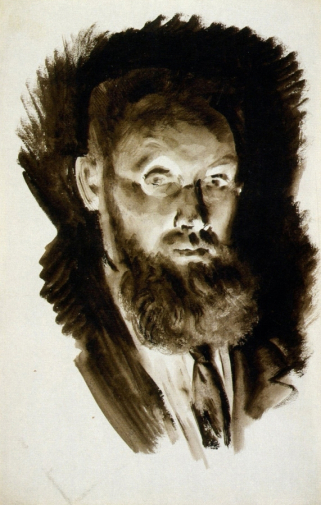 Тырса Николай Андреевич. Автопортрет. Бумага, сепия. 34х21,7. 1928. Государственный Русский музей.