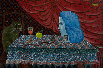 Забелин Вячеслав Юрьевич. Двойной портрет. Оргалит, масло. 45х68. 1976. DIDI Gallery.