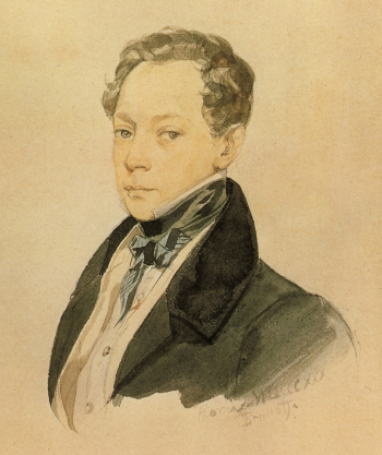 Брюллов Карл Павлович. Портрет Петра Басина. Бумага, акварель. 31х27. 1830. Государственная Третьяковская галерея.