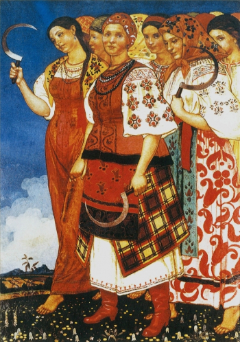Прохоров Семён Маркович. Жницы. Холст, масло. 61х44. 1922. Харьковский художественный музей.