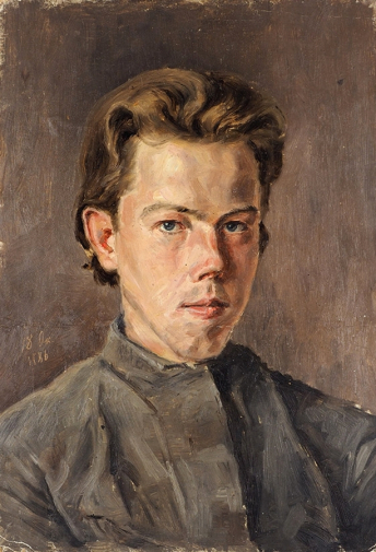 Чирков Александр Иннокентьевич. Портрет юноши. Картон, масло. 38х26. 1886. Частная коллекция.