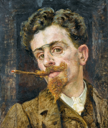Сигизмунд Ригини (Sigismund Righini). Автопортрет с сигарой. Холст, масло. 38,5х33. 1890-е. Частное собрание.