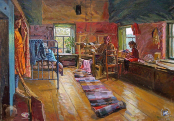 Чайников Григорий Леонтьевич. Бабушкино ремесло. Холст, масло. 90х124. 1989. Собрание семьи художника.