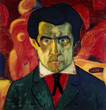 Малевич Казимир Северинович. Автопортрет. Бумага, гуашь, акварель. 27х26. 1910. Государственная Третьяковская галерея.