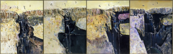 Фред Уильямс. Квадриптих `Водопад`. Холст, масло. 154х494. 1979. Художественная галерея Нового Южного Уэльса.