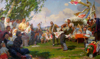 Фаттахов Лотфулла Абдульменович. Сабантуй. Холст, масло. 150х273. 1957. Государственный музей изобразительных искусств Республики Татарстан.