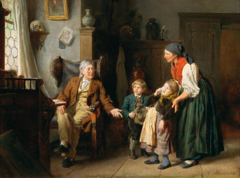 Феликс Шлезингер. Деревенский доктор. Доска, масло. 38,5х51,5. Частное собрание.