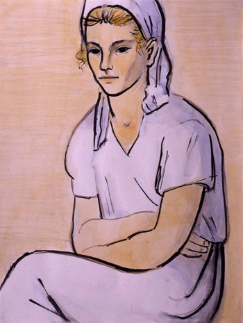Зенькович Вера Владимировна. Девушка в белом. Бумага, гуашь. 56х44. 1965. Центральный выставочный зал Манеж (Санкт-Петербург).
