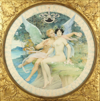 Гийом Дюбюф. Эрос и Психея. Бумага на холсте, акварель. 140х140. 19-й век. Национальный музей изящных искусств (Буэнос-Айрес).