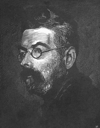 Павлов Иван Николаевич. Автопортрет. Бумага, линогравюра. 26,3х21,7. 1921. Вологодская областная картинная галерея.