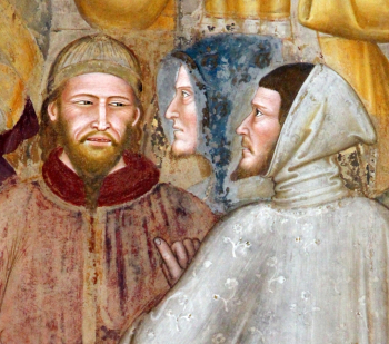 Чимабуэ (слева) и Джотто. Фреска, темпера. 1365-1367. Церковь Санта-Мария-Новелла.