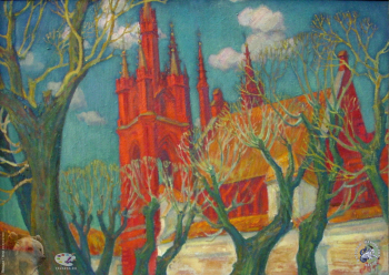 Борисов Альберт Иванович. Вильнюс. Оргалит, масло. 64х87. 1992. Авторское собрание.