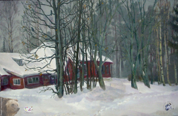 Борисов Альберт Иванович. Академическая дача. Картон, масло. 50х80. 1982. Авторское собрание.