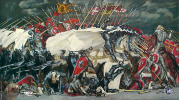Борисов Альберт Иванович. Ледовое побоище. Холст, масло. 122х467. Авторское собрание.