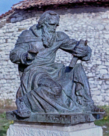 Агим Рада. Памятник Онуфрию. Бронза. 1987. Национальный музей икон Онуфрия.
