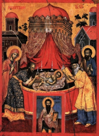 Неизвестный иконописец. Икона `Обрезание Господне`. Доска, темпера. 1760-1780. Национальный музей средневекового искусства (Корча).