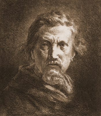 Шарль Эмиль Жак (Шарль-Эмиль Жак, Charles-Emile Jacque). Автопортрет. Бумага, гравюра. 1862. Нью-Йоркская публичная библиотека.