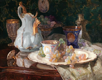 Йозеф Шустер (1873-1945). Натюрморт с виноградом. Холст, масло. 37,5х47,5. 1924. Частное собрание.