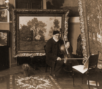 Анри Жозеф Арпиньи (Henri Joseph Harpignies) в своей мастерской. Неизвестный фотограф.