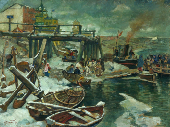 Тюлькин Александр Эрастович. Уфа в 1916 году. Картон, темпера. 70х89. 1916. Башкирский государственный художественный музей имени М.В.Нестерова.
