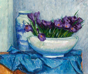 Карл Нордстрём. Крокусы в миске. Холст, масло. 47х55. 1910. Частное собрание.