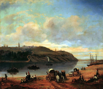 Сажин Михаил Макарович. Вид на Киев. Холст, масло. 1840-е. Государственный Государственный Литературный музей (Москва).