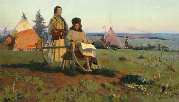 Чаленко Юрий Яковлевич. Солнце в Тундре. Холст, масло. 60х107. 1954. Алупкинский дворцово-парковый музей-заповедник.