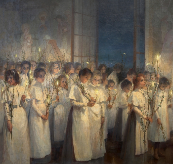 Блонская Серафима Иасоновна. Девочки. Вербное воскресенье. Холст, масло. 181,5х187,5. 1900. Таганрогский художественный музей.