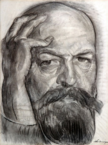 Тархов Николай Александрович (Nicolas Tarkhoff). Автопортрет. Бумага, уголь. 63х47. 1921. Частное собрание.