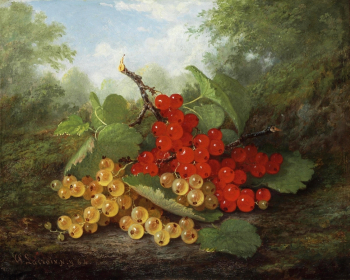 Поль Лакруа. Красная смородина и крыжовник. Картон, масло. 20,3х25,4. 1864. Частное собрание.