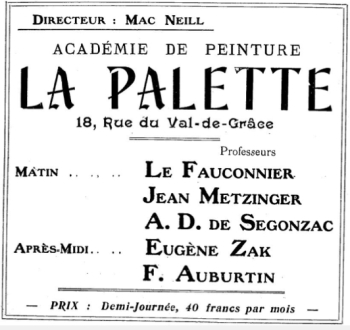 Академия Палетт (Академия Ля Палетт, Palette Academy, Académie La Palette). Рекламная листовка. Неизвестный фотограф. Частное собрание.