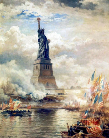 Эдвард Моран. Церемония открытия Статуи Свободы. Холст, масло. 1886. Музей города Нью-Йорка.