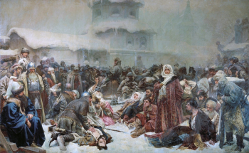 Лебедев Клавдий Васильевич. Марфа Посадница. Уничтожение новгородского веча. Холст, масло. 251х410. 1889. Государственная Третьяковская галерея.
