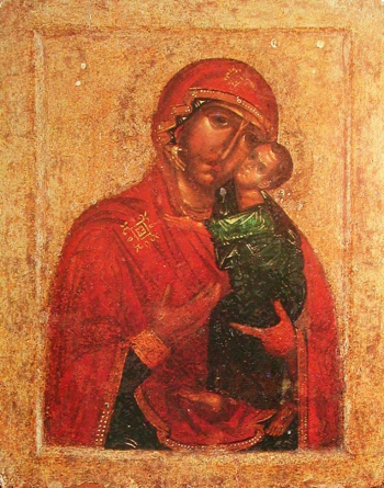 Неизвестный иконописец. Явленная икона Толгской Богоматери, Толгская II, Малая икона Толгской Богоматери. Доска, темпера. 61х48. Около 1314 года. Ярославский художественный музей.